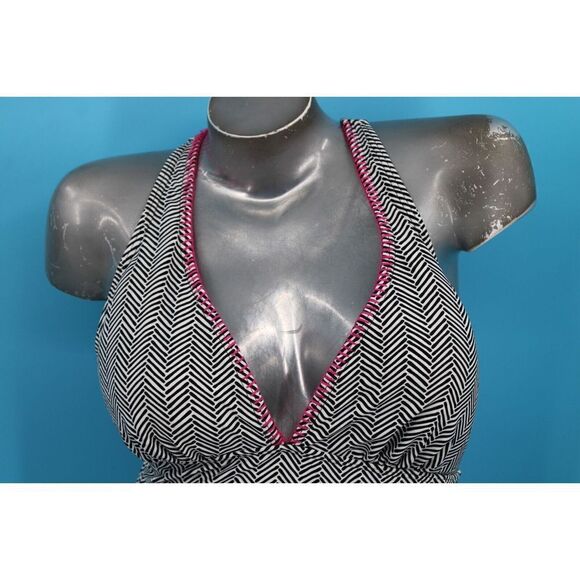 AQUA COUTURE BLACK WHITE WITH HOT PINK ONE PIECE SIZE LARGE SWIMSUIT WOMENS - Picture 3 of 10